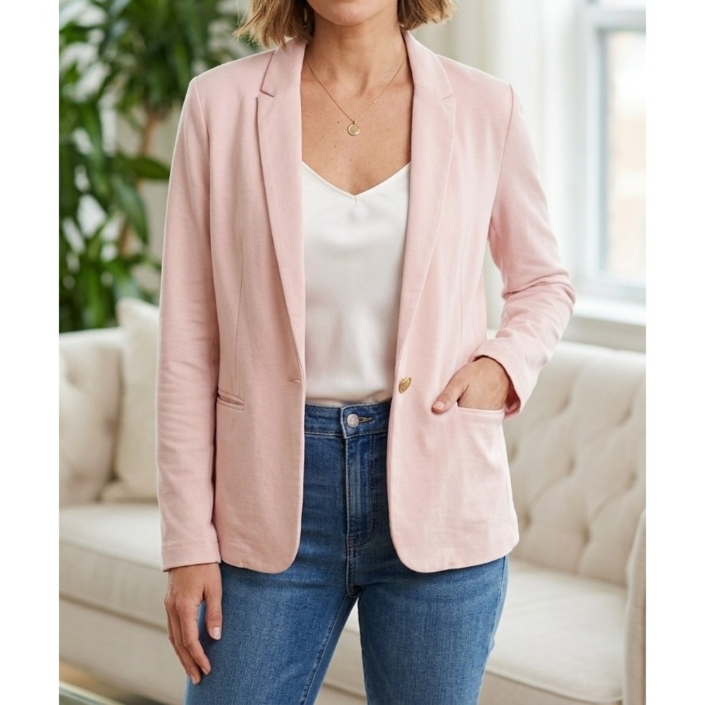 NWT Philosophy Pale Pink Soft Stretch Knit Blazer/Jacket w/Pockets Size XL